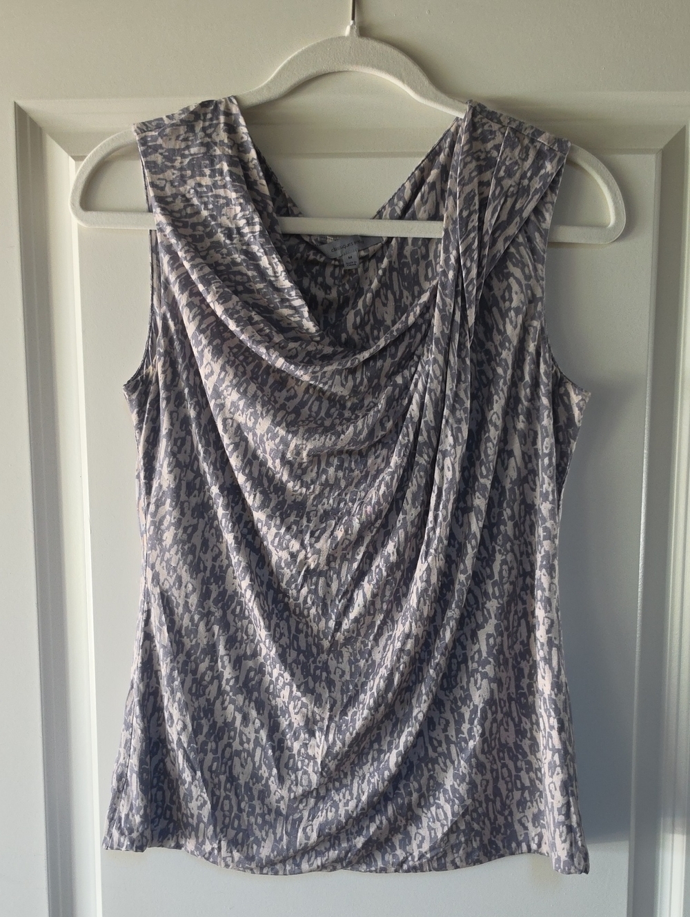 Classiques Entier Draped Cowl Neck Camisole in Light Gray Animal Print